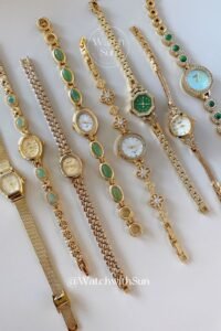 Vintage-Inspired Gold-Toned Dainty Bracelet Watch Collection with Gemstone & Crystal Accents