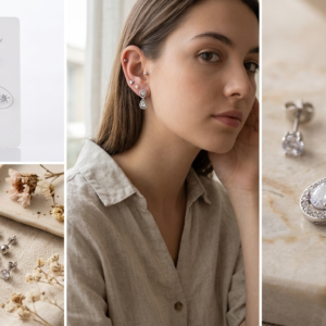 Silver-Toned 5-Pair Multi-Piercing Earring Combo Set with Crystal Teardrop Drops, Solitaires, Hearts & Pearl Studs